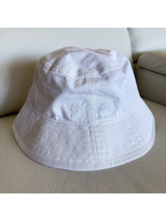 NEW Gucci Cotton Logo Embroidered Bucket Hat 782733 Sz S main image 6